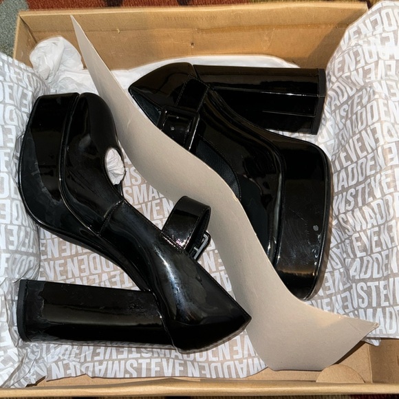 Platform heels Bright black patent Steve Madden - Picture 1 of 7